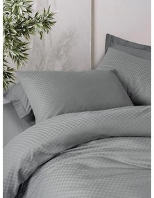 Szara pościel jednoosobowa z bawełny renforcé 140x200 cm Checkered – Mila Home Luxury