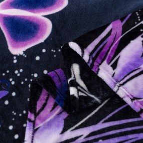 Koc z mikropluszu VIOLET BUTTERFLY ciemnoniebieski Rozmiar: 200 x 220 cm