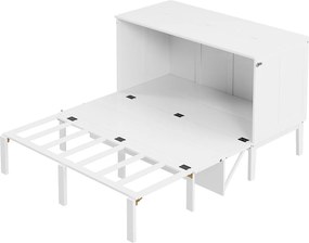 Łóżko Murphy pionowe 140 x 200 cm - MDF drewno - Stelaż listwowy - Biały