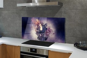 Panel szklany do Kuchni Kobieta Grająca na Gitarze