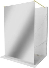 Mexen Kioto ścianka prysznicowa wolnostojąca 100 x 200 cm, lustro 8 mm, złota szczotkowana - 800-100-002-55-50