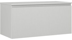 Mexen Rivel szafka łazienkowa podumywalkowa 100 cm z blatem, 1 szuflada, ryflowana , szara mat - 91A20-10047-1-BFC62