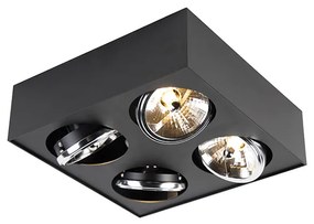 Designerski reflektor czarny kwadratowy 4-światłowy - Kaya Nowoczesny Oswietlenie wewnetrzne
