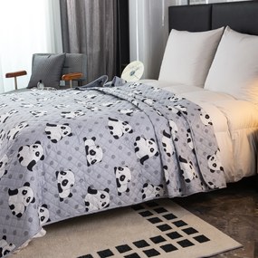 Narzuta na łóżko z wzorem PANDA szary Rozmiar: 170 x 210 cm