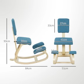 HOMCOM Ergonomiczne krzesło klęcznik, zdrowotne krzesło dla domu, biura, medytacji, ciemnoniebieskie | Aosom PL
