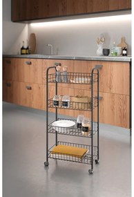 Czarny metalowy regał na kółkach 41x84 cm Ascona – Metaltex
