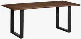 Rectangularny Stół Jadalniany 180x90 Cm Z Drewna Akacjowego I Stali Maupi Czarna - Sklum
