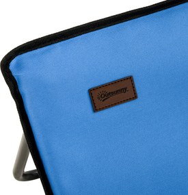 Outsunny Leżak plażowy, składany, z regulowanym oparciem, boczną kieszenią, miękką wyściółką, stalową ramą, Niebieski, 142x51x40 cm | Aosom PL