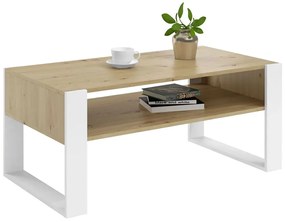 Prostokątna ława kawowa z półką Bracio - dąb artisan + biały
