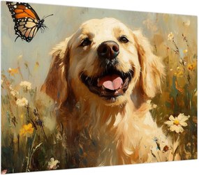 Obraz na szkle - Szczęśliwy piesek (70x50 cm)
