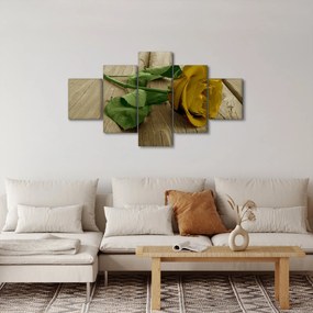 Obraz - Żółte róże w stylu vintage (125x70 cm)