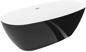 Mexen Luvo Slim wanna wolnostojąca 170 x 75 cm, biała/czarna, przelew nikiel szczotkowany - 52801707575-97