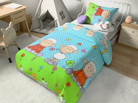 PrzytulneMieszkanie.pl PrzytulneMieszkanie.pl Pościel z kory do łóżeczka OVEČKI niebieskie Rozmiar pościeli: 45 x 65 cm | 90 x 135 cm