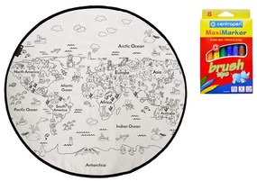 Zestaw dywanu do kolorowania i mazaków do tkanin Butter Kings Colouring World, ø 130 cm
