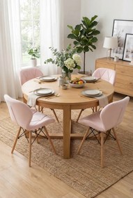 Różowe krzesło welurowe pikowane do stołu S7-Z48