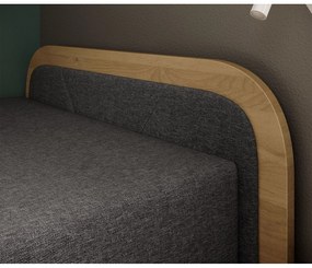 Tapicerowane/z płyty wiórowej łóżko jednoosobowe ze schowkiem z materacem 80x190 cm w kolorze ochry/ciemnoszare Parys – ELTAP