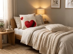 Dwustronna poszewka na poduszkę DUO SENSE HEARTELLE 45x45 cm mikroplusz/flanela, kremowy