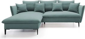 Narożnik GLOSS Lewostronny z funkcją spania, zestaw z poduszkami wolnostojący tkanina RIVIERA 80 Jasny szary WERSAL