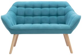 Kanapa 2-osobowa CASERTA z tkaniny w kolorze niebieskim