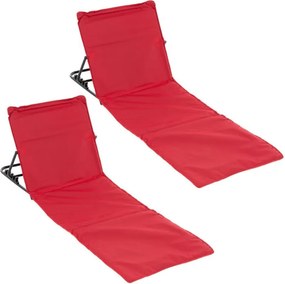 Regulowana podkładka plażowa z oparciem, czerwona, 2 sztuki