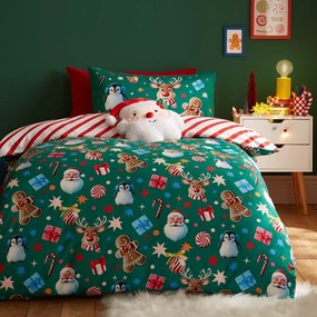 Zielona pościel jednoosobowa 135x200 cm Christmas Icons – Catherine Lansfield