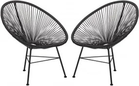 Zestaw 2 Krzeseł Ogrodowych Ze Stali I Wikliny Syntetycznej New Acapulco Czarna - Sklum