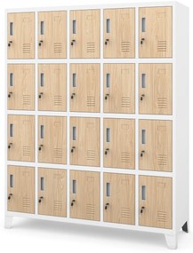 Szafa skrytkowa socjalna BHP biała/dąb sonoma: Eco Design ROBERT, 1360 x 1720 x 450 mm