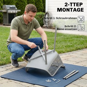 Outsunny Zestaw 4 krzeseł ogrodowych odpornych na UV z tworzywa z podłokietnikami i oparciami 56 x 51 x 84 cm szare | Aosom PL