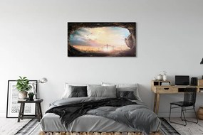 Zdjęcie na płótnie Jaskinia z Krzyżami i Ptakami