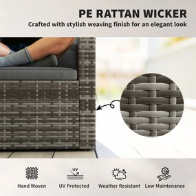 Outsunny Rattanowa sofa 2-osobowa z poduszkami, składane boczne stoliki, jasnoszary | Aosom PL