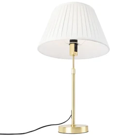 Lampa stołowa regulowana złota/mosiądz klosz plisowany kremowy 35cm - Parte klasyczny/Antyczny Oswietlenie wewnetrzne
