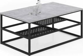 Prostokątna ława z półkami beton + czarny P4-M92