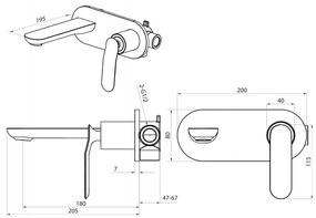 Bateria umywalkowa podtynkowa czarna CONCEPCION black