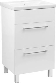 Zestaw Łazienkowy 50cm Szafka z Umywalką 2 Szuflady Biały Połysk Sol Biały