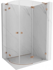 Mexen Lunar L kabina prysznicowa półokrągła uchylna prawa 100 x 80 cm, transparent, miedź szczotkowana - 833L-100P-080L-65-00