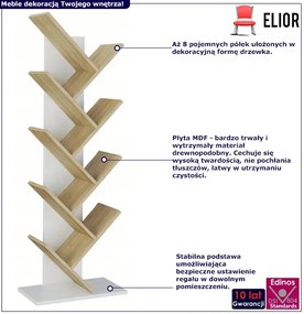 Minimalistyczny regał drzewko biały + dąb sonoma - Figo 3X