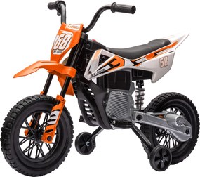 AIYAPLAY Elektryczny motocykl dla dzieci z manualną kontrolą gazu, kołami treningowymi, muzyką, Pomarańczowy