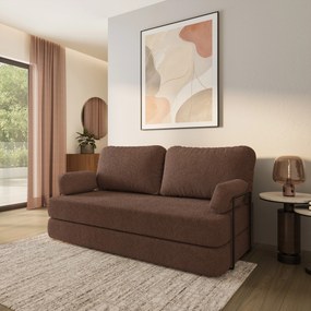 Masseno Sofa piankowa NIKSI z funkcją spania, Kanapa z pianki do salonu, Bezmontażowa, Tkanina bucle – Brązowy QUELLE 25