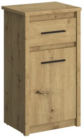 Komoda z Szufladą Drewniana Wąska do Przedpokoju OPIA 48 cm Dąb Artisan Klasyczna