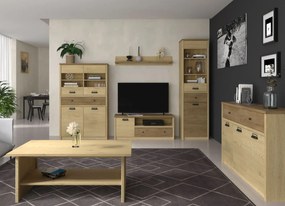 Niska witryna do salonu loft dąb cremona + dąb lefkas F2-S18