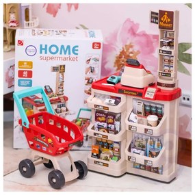 Woopie sklep supermarket z wózkiem sklepowym waga kasa skaner + 48 akc.