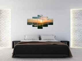 Obraz wschodu słońca nad morzem (125x70 cm)