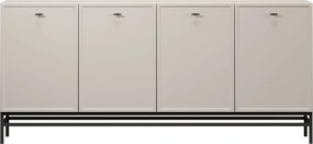 Komoda Lorini 200 cm czterodrzwiowa - kaszmir / czarne uchwyty T-bar / stelaż