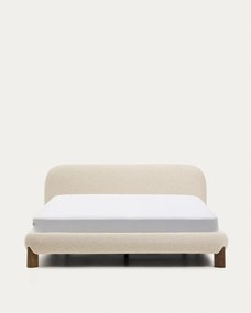 Beżowe tapicerowane łóżko dwuosobowe bez stelaża 160x200 cm Odina – Kave Home