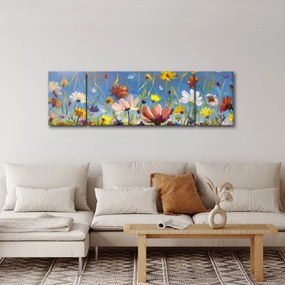 Malowany obraz kwitnącej łąki (170x50 cm)