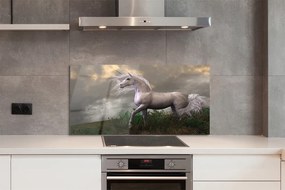 Szkło do Kuchni na Ścianę Magiczny Jednorożec w Obłokach