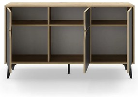 Czarna niska komoda w dekorze dębu 140x79 cm Nola – Marckeric