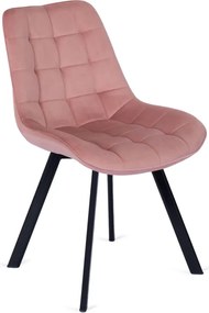 Krzesło Tapicerowane do Salonu RICK Różowe Welurowe Nowoczesne Loft
