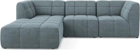 Niebieski narożnik z materiału bouclé (lewostronny/z szezlongiem) Aloha – Makamii