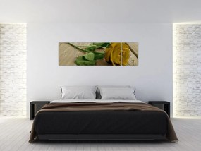 Obraz - Żółte róże w stylu vintage (170x50 cm)